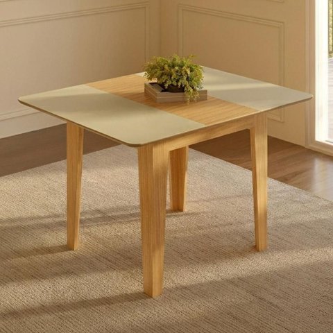 Mesa Jantar Extensível 90 a 127 cm Quadrada ou Retangular 100% MDF Dalla Costa Cor:Carvalho Rosé