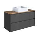 Ver imagem 2 de Balcão Gabinete de Banheiro com Cuba Crart-BAL007 Suspenso 2 Portas 4 Gavetas 88,4cm Grafite