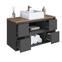 Ver imagem 5 de Balcão Gabinete de Banheiro com Cuba Crart-BAL007 Suspenso 2 Portas 4 Gavetas 88,4cm Grafite
