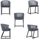 Ver imagem 5 de Mesa com 4 Cadeiras de Jantar Roma 100cm e Noronha em Aluminío Preto Corda Nautica Estofado 11 Trama