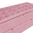 Ver imagem 3 de Calçadeira Baú Sapateira Casal 140cm Ayla Veludo Capitonê - Estopar Ayla Capitonê 140cm Veludo Rosa