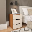 Ver imagem 1 de Mesa de Cabeceira Madri com 3 Gavetas 40x54cm Creme/Freijó 250695