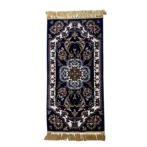 Tapete Persa Royal Azul Marinho 50x85cm Fio Acetinado - Ideal para Quarto e Sala