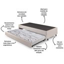 Ver imagem 4 de Bicama Box Solteiro Courino Linho Areia 120x203x28 Cm com Colchão Auxiliar Ecoflex