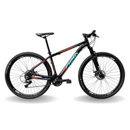BICICLETA 29 PUMABIKE LINCE 21V INDEX, FREIO MEC, SUSP 80MM RAD7, PRETO COM LARANJA E AZUL, 17 - 1