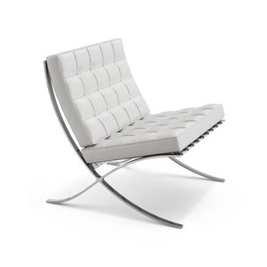 Poltrona Barcelona Couro Legítimo Base Cromada Branco