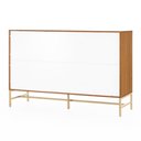 Ver imagem 6 de Cômoda Square para Quarto Grande 6 Gavetas Pés de Metal 138cm Telinha Rattan Louro Freijó Casavee