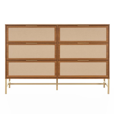 Cômoda Square 6 Gavetas 138 Cm X 45 Cm Louro Freijó - Telinha Rattan