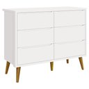 Ver imagem 1 de Cômoda Infantil 6 Gavetas Retrô Theo Branco Acetinado com Pés Madeira - Reller