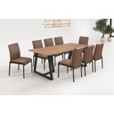 Ver imagem 1 de Conjunto Mesa Retangular Canadá Tampo Vidro 200cm 8 Cadeiras Atenas - Gol Decor Cinamomo/preto/marro