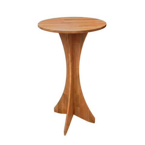 Mesa Redonda Geovani 60cm em Madeira Maciça para Bar e Restaurante na Cor Amêndoa Premium Luxo Nobre