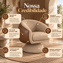 Ver imagem 5 de Poltrona Orgânica Giratoria Redonda Sala Venus Confortável Elegante Sapatas Plásticas Linho Bege Sed