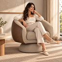 Ver imagem 4 de Poltrona Orgânica Giratoria Redonda Sala Venus Confortável Elegante Sapatas Plásticas Linho Bege Sed