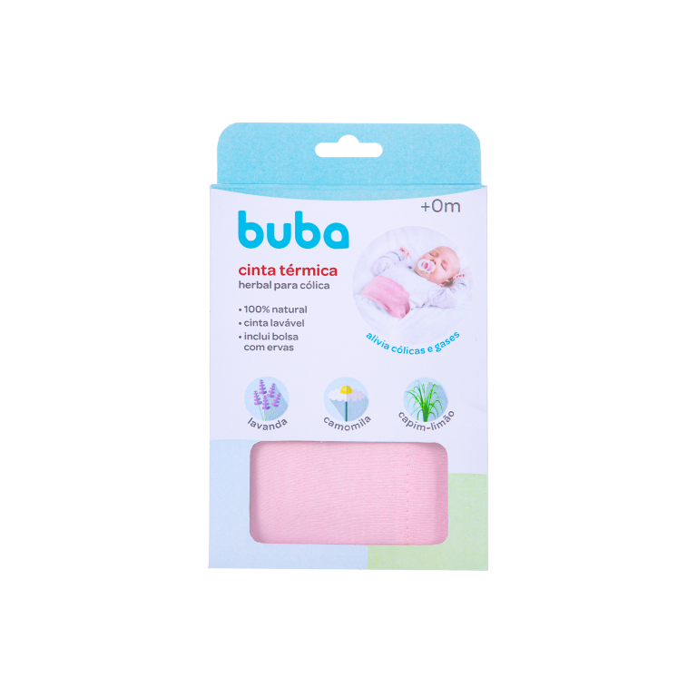Cinta térmica herbal contra cólica de bebês - Rosa