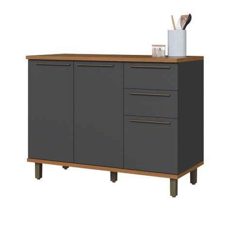 Balcão de Cozinha 120 cm Munique 2 Portas 3 Gavetas com Tampo 6154.41 Chumbo - Indekes