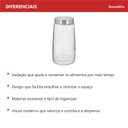 Ver mais imagens de Pote Hermético de Vidro 2,1L Transparente 23x12x12cm Mantimentos Cozinha Tampa