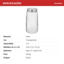 Ver imagem 6 de Pote Hermético de Vidro 2,1L Transparente 23x12x12cm Mantimentos Cozinha Tampa