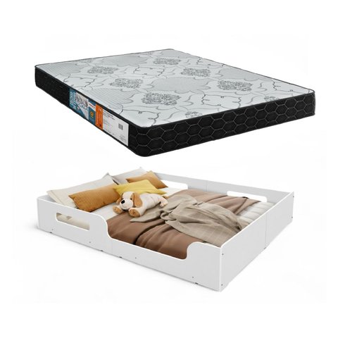 Cama Casal Montessoriana Infantil Princesa Moderna Menina/menino Mdf + Colchão D-33