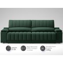 Ver imagem 4 de Sofá com Porta Copos Carregador USB Ret Rec Murano 2,30m Velosuede Verde - NETSOFAS