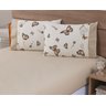 Jogo Lençol 4 Peças Cama Viúva 2,03mx1,20mx30cm 100% Algodão 180 Fios Ponto Palito Borboletas Cáqui - 3
