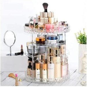 Super Organizador Elegante Porta Maquiagem Grande Giratorio 360 Guarda Cosmético Perfume Creme Corpo