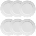 Ver imagem 1 de Jogo 6 Pratos de Sobremesa em Porcelana Redondo Germer Chevron Branco com Relevo para Servir Mesa