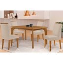 Ver imagem 1 de Conjunto Mesa Londrina C/ Tampo Madeirado Canto Curvo 120x90cm e 4 Cadeiras Dakota Madeira Maciça