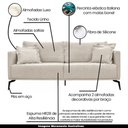 Ver imagem 3 de Sofá Decorativo 3 Lugares 200cm Pés em Aço Stagno Linho Off White Rústico - Gran Belo