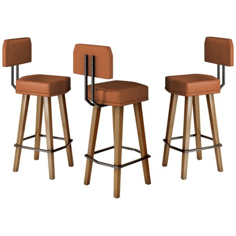 Kit 3 Banquetas Alta Decorativa com Encosto para Balcão Cozinha Gourmet Pés Palito