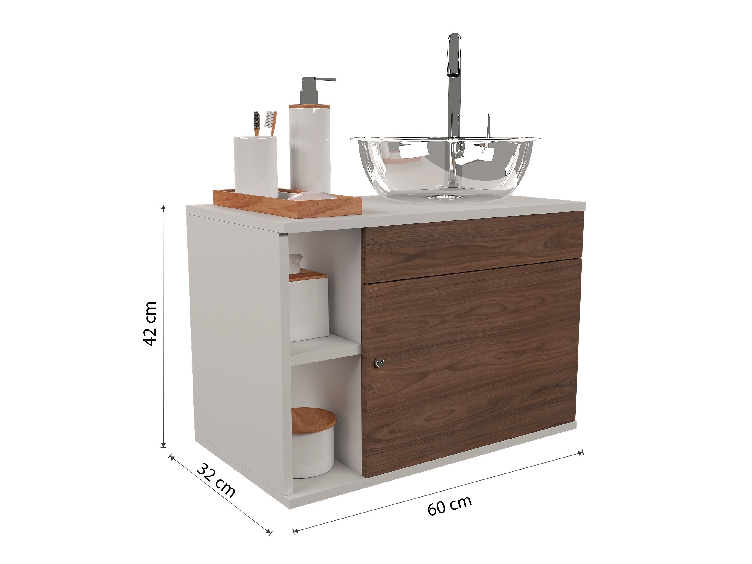 Gabinete para Banheiro de Madeira com Cuba 60cm Suspenso - 4