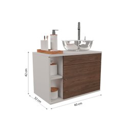 Gabinete para Banheiro de Madeira com Cuba 60cm Suspenso - 4