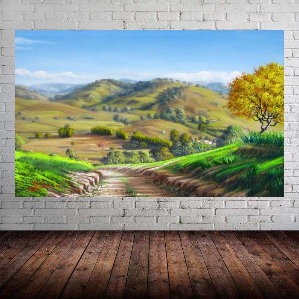Quadro Pintura Paisagem Óleo Sobre Tela 3010: 80cm (A) x 130cm (L) - 1