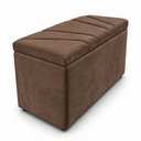 Ver imagem 2 de Calcadeira Recamier Baú Estofada 100cm para Cama Solteiro Suede Marrom