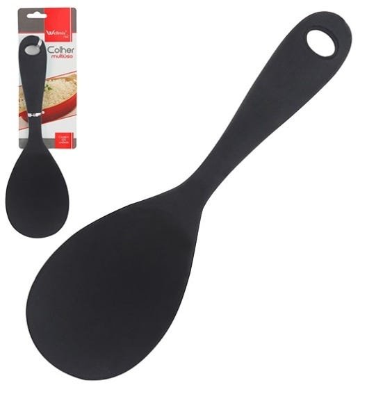 Colher De Arroz De Silicone Preto 22,5cm - 1