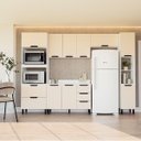 Ver imagem 1 de Cozinha Meena 5 Peças Armários Aéreos Torre Quente Paneleiro Balcão Tampo Branco/Creme 250068