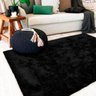 Tapete para Sala Quarto Peludo Retangular 150x100cm Preto Divina - 1