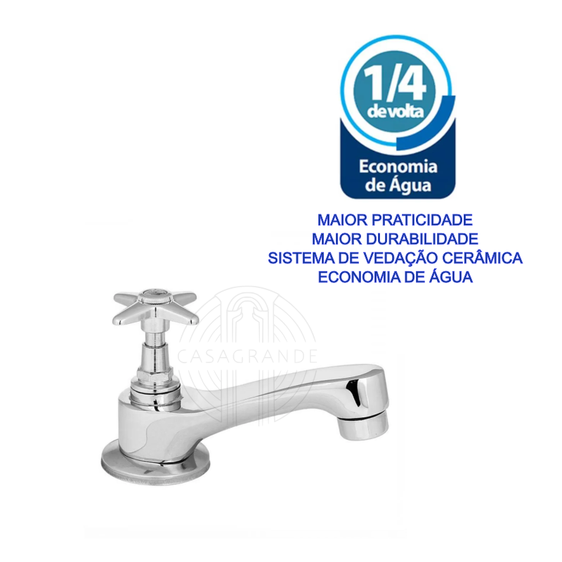 Torneira para Lavatório Metal - 1193 - C23 Popular Casagrande Mundial - 6