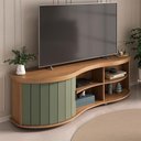 Ver imagem 1 de Rack Bancada Tv 75 Pol 180 Cm 4700 Carvalho Off White Menta Arly Carvalho Off White Menta
