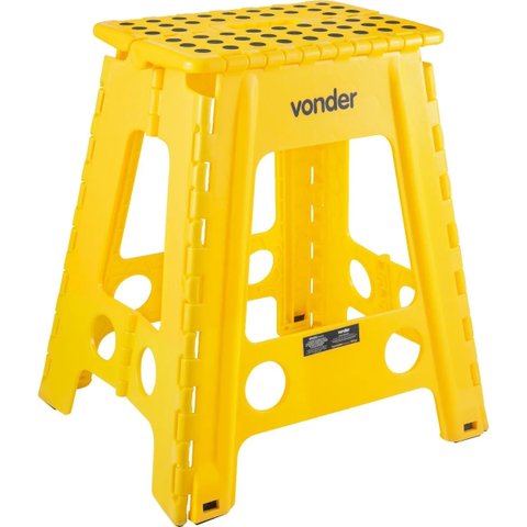 Banqueta De Plástico Dobrável Vonder 450mm 150kg Com Alça Amarelo