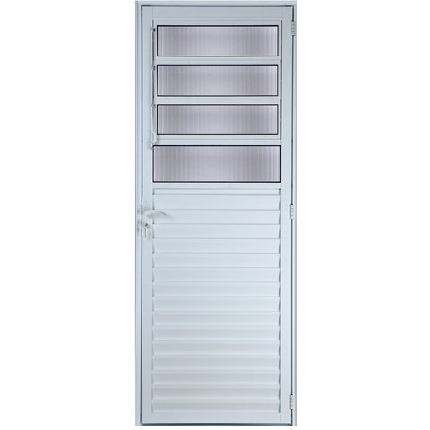 Porta De Alumínio Basculante 2,10 X 0,80 Direita Linha All Modular Cor Branco