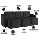 Ver imagem 4 de Sofá Cama para Sala de Estar 3 Lugares 276cm Montserrat K01 Veludo Preto - Lyam Decor
