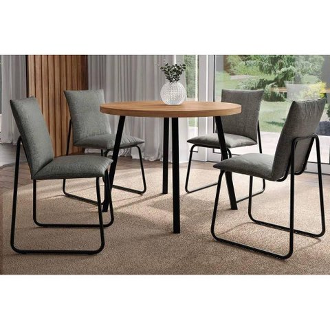 Mesa Cozinha Stellar 100 + 4 Cad Soft Preto Carraro