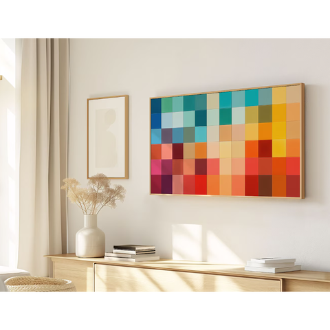 Quadro Decorativo N°60 115x70cm - Panorâmico Abstrato - Blocos Geométricos - Rollflex