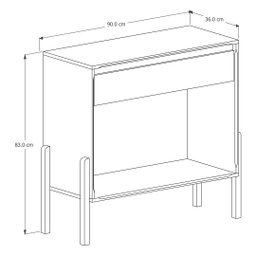 Aparador Luxo 1 Gaveta Buffet 100% Mdf Base de Madeira 90 Cm:nature/off White - 4