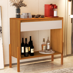 Aparador Luxo 1 Gaveta Buffet 100% Mdf Base de Madeira 90 Cm:nature/off White - 2