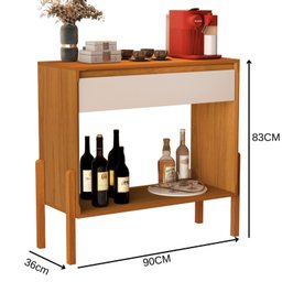 Aparador Luxo 1 Gaveta Buffet 100% Mdf Base de Madeira 90 Cm:nature/off White - 3