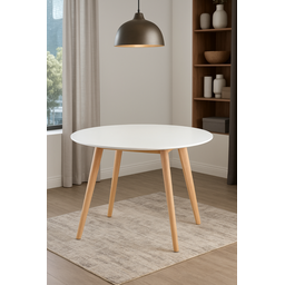 Mesa Leda Redonda  Jantar Sala Cozinha 100cm MDF  Desing Moderno Elegante or Branco - 1
