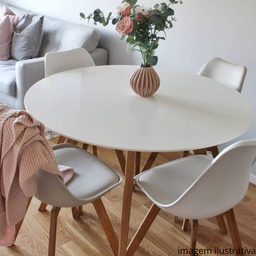 Mesa Leda Redonda  Jantar Sala Cozinha 100cm Mdf  Desing Moderno Elegante or Branco - 2