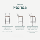 Ver imagem 3 de Kit 6 Banquetas para Balcão Flórida Prata 60cm Cozinha Gourmet Bistrô Bancada Piscina Área de Lazer