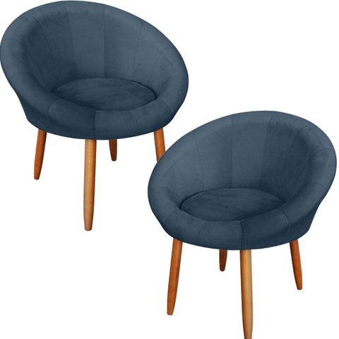 Kit 2 Poltronas Decorativa para Sala de Espera Recepção Resistente Escritório Tecido Veludo Luxo